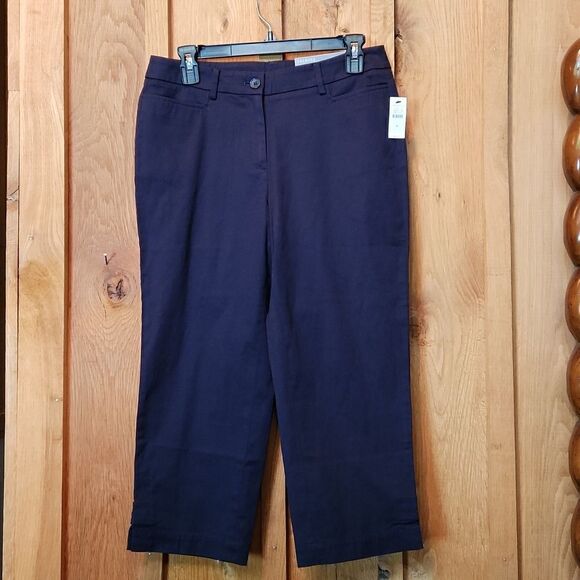 Talbots Perfect Skimmer Slim Leg Mid Rise Nautical Capri Casual Pants, Blue - Picture 1 of 12